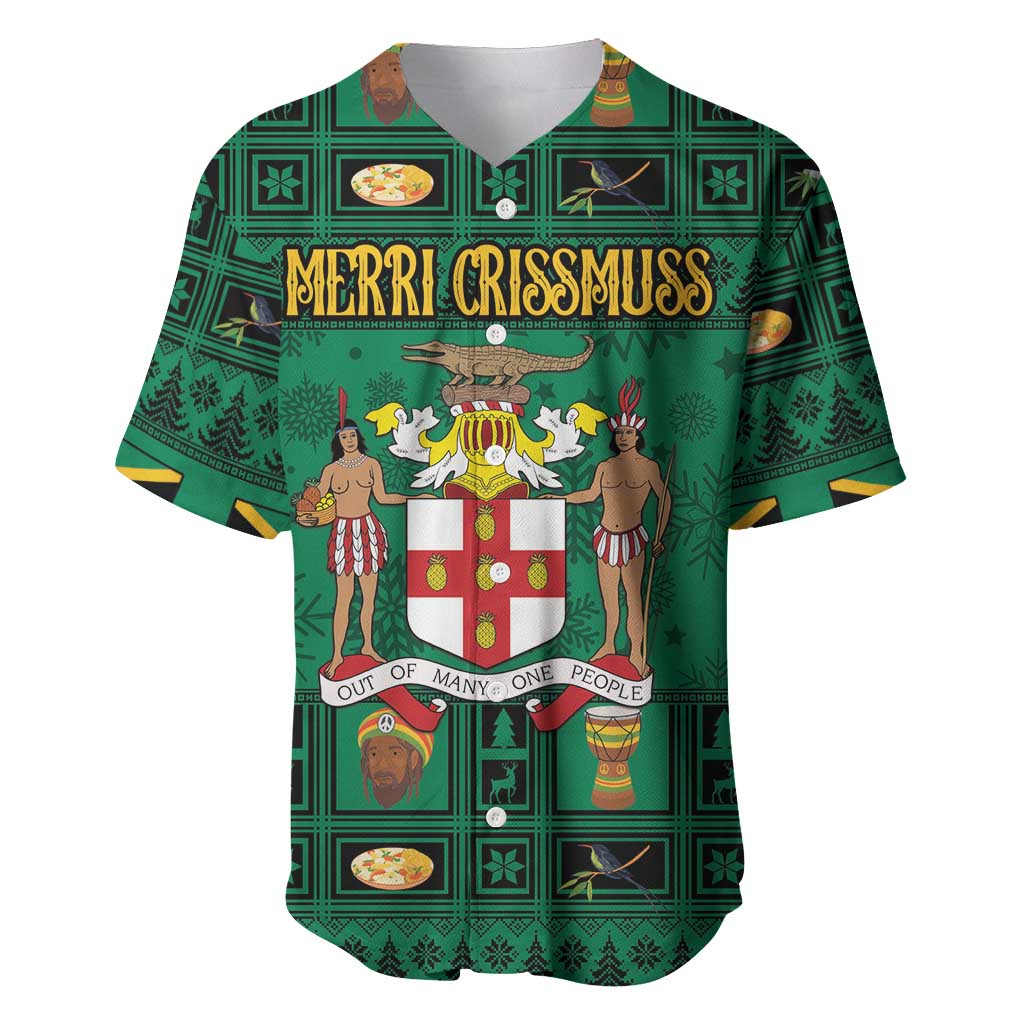 Personalized Afro-Jamaicans Merri Crissmuss Baseball Jersey Coat Of Arms - Xmas LT18