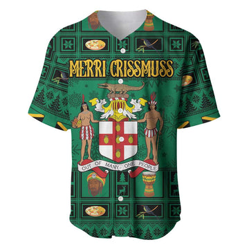 Personalized Afro-Jamaicans Merri Crissmuss Baseball Jersey Coat Of Arms - Xmas LT18