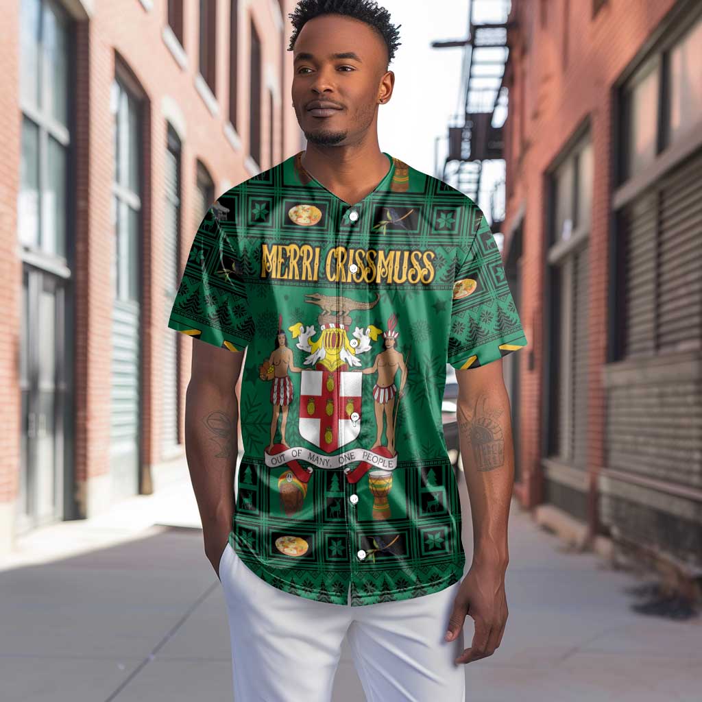 Personalized Afro-Jamaicans Merri Crissmuss Baseball Jersey Coat Of Arms - Xmas LT18