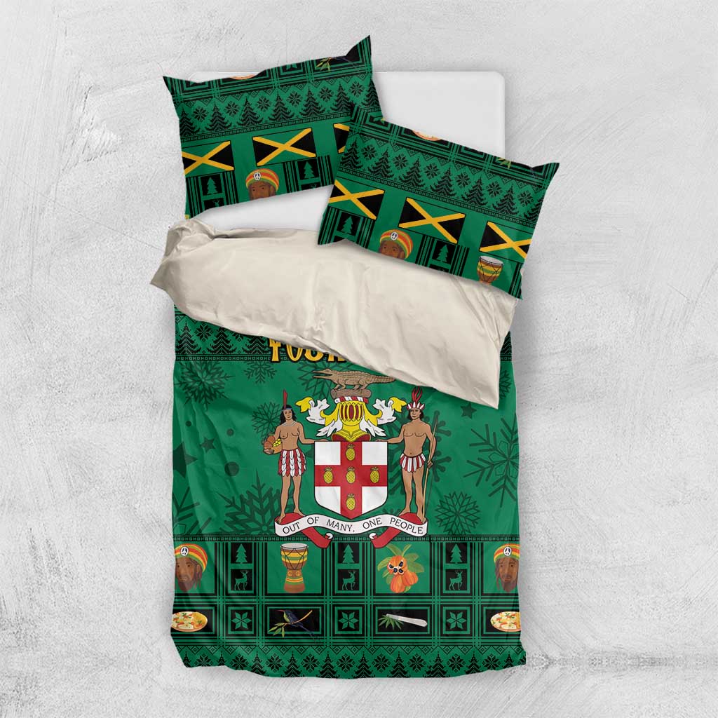 Personalized Afro-Jamaicans Merri Crissmuss Bedding Set Coat Of Arms - Xmas LT18