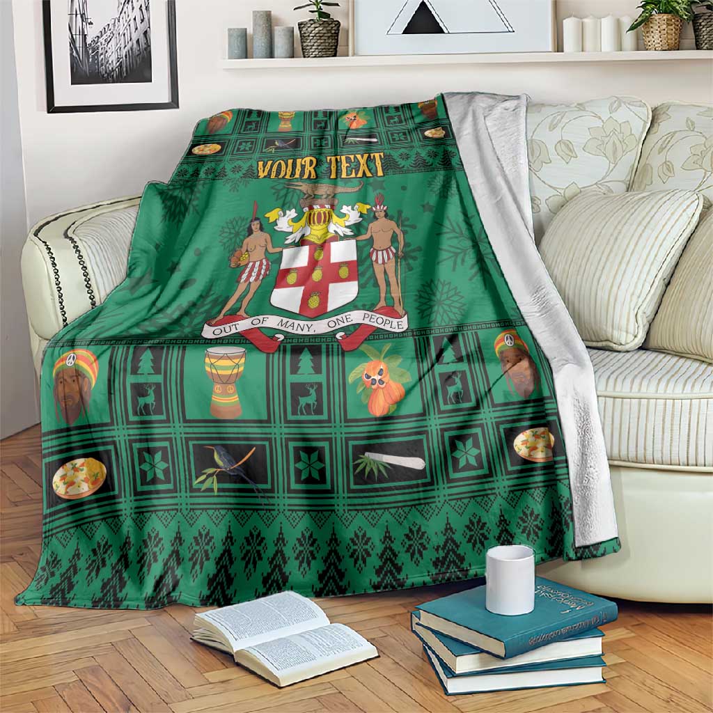 Personalized Afro-Jamaicans Merri Crissmuss Blanket Coat Of Arms - Xmas LT18