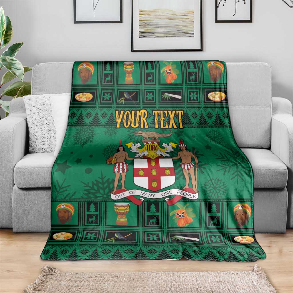 Personalized Afro-Jamaicans Merri Crissmuss Blanket Coat Of Arms - Xmas LT18