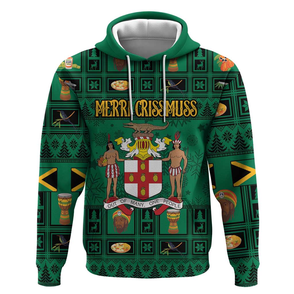 Personalized Jamaica Christmas Hoodie Coat Of Arms - Merri Crissmuss LT18