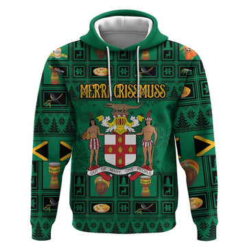 Personalized Jamaica Christmas Hoodie Coat Of Arms - Merri Crissmuss LT18