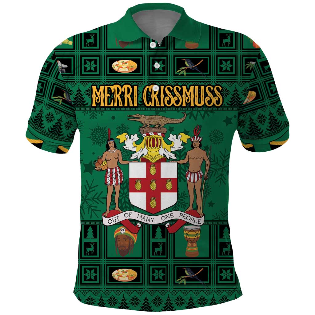 Personalized Jamaica Christmas Polo Shirt Coat Of Arms - Merri Crissmuss LT18
