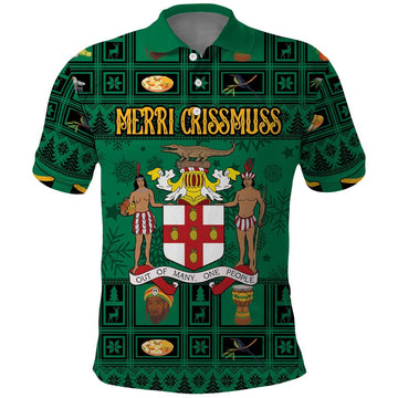 Personalized Jamaica Christmas Polo Shirt Coat Of Arms - Merri Crissmuss LT18