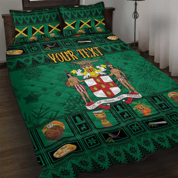 Personalized Afro-Jamaicans Merri Crissmuss Quilt Bed Set Coat Of Arms - Xmas LT18