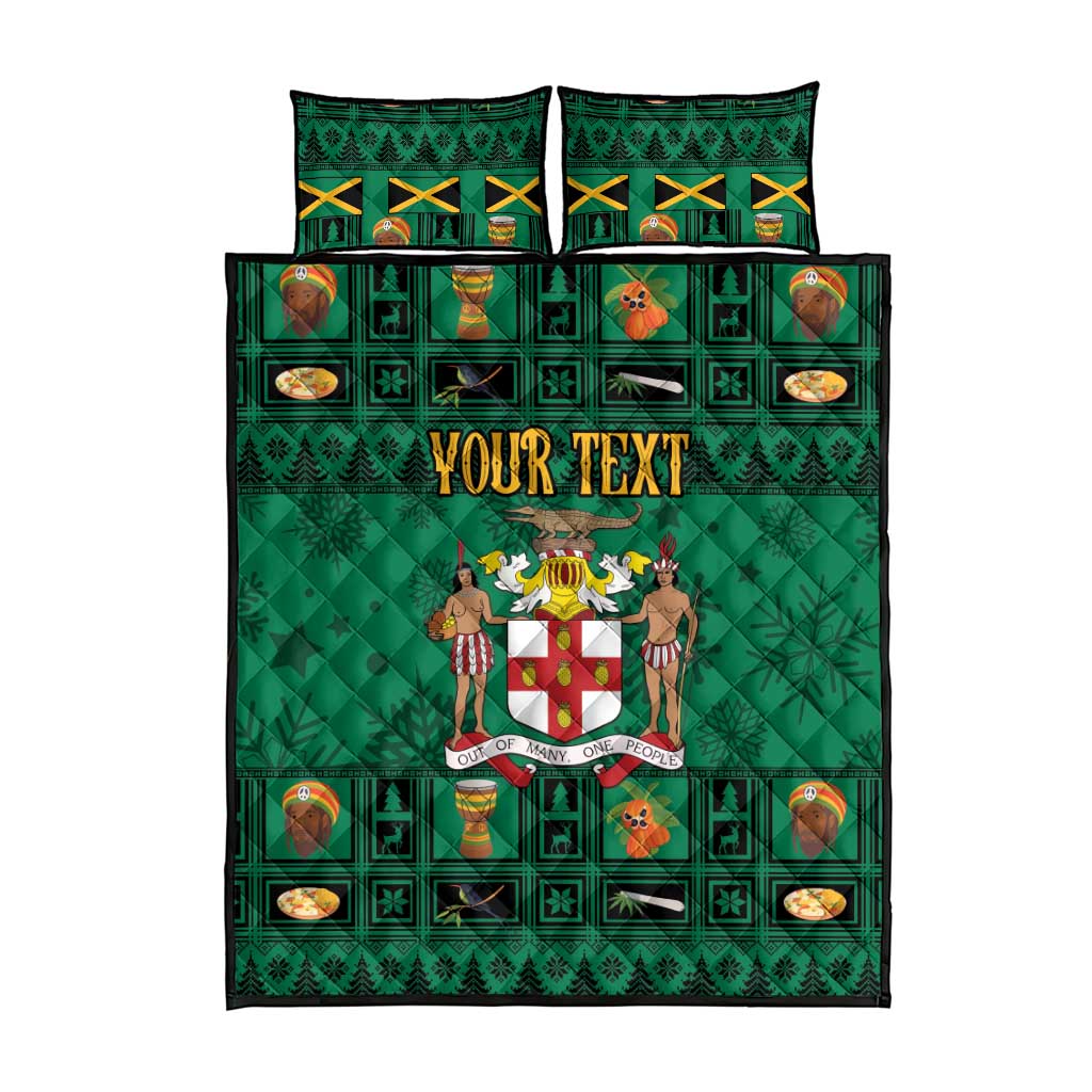 Personalized Afro-Jamaicans Merri Crissmuss Quilt Bed Set Coat Of Arms - Xmas LT18