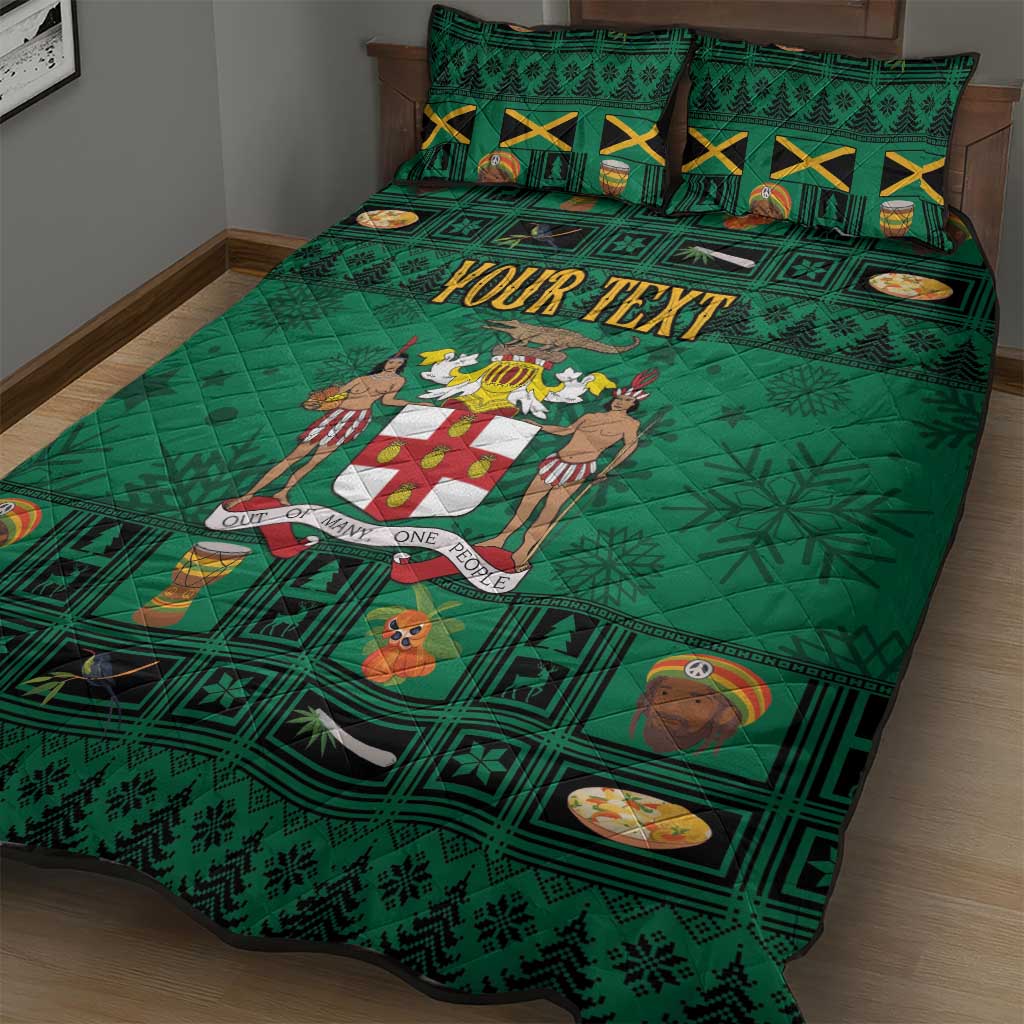 Personalized Afro-Jamaicans Merri Crissmuss Quilt Bed Set Coat Of Arms - Xmas LT18