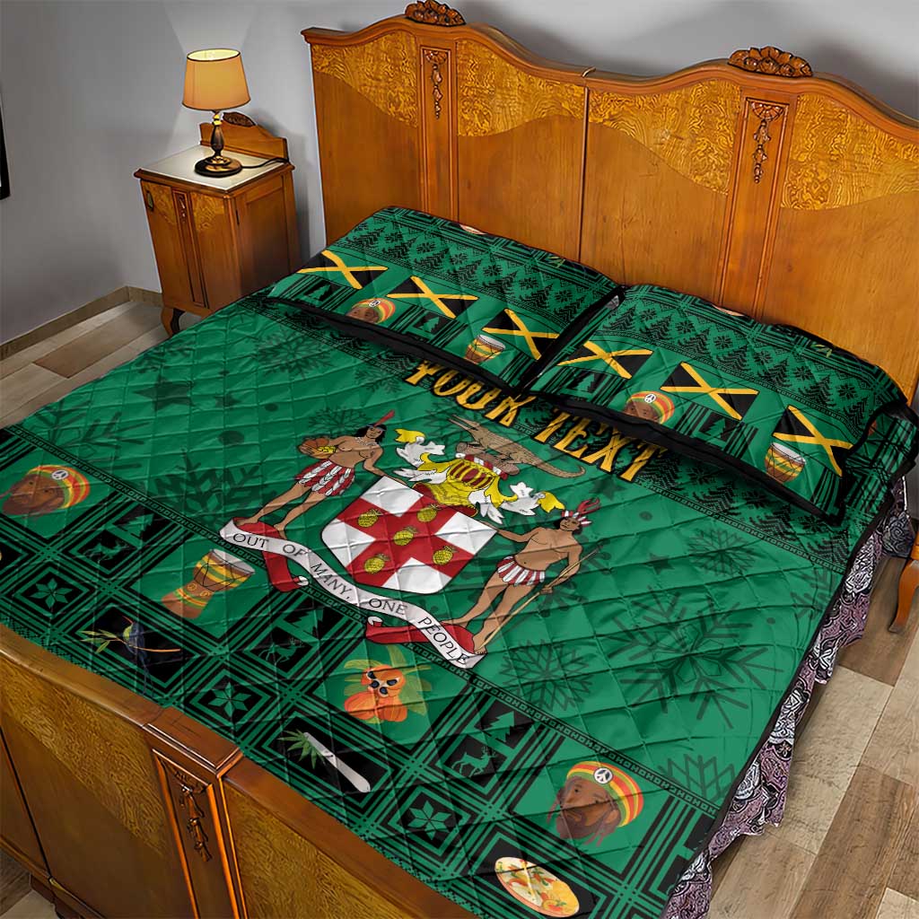 Personalized Afro-Jamaicans Merri Crissmuss Quilt Bed Set Coat Of Arms - Xmas LT18