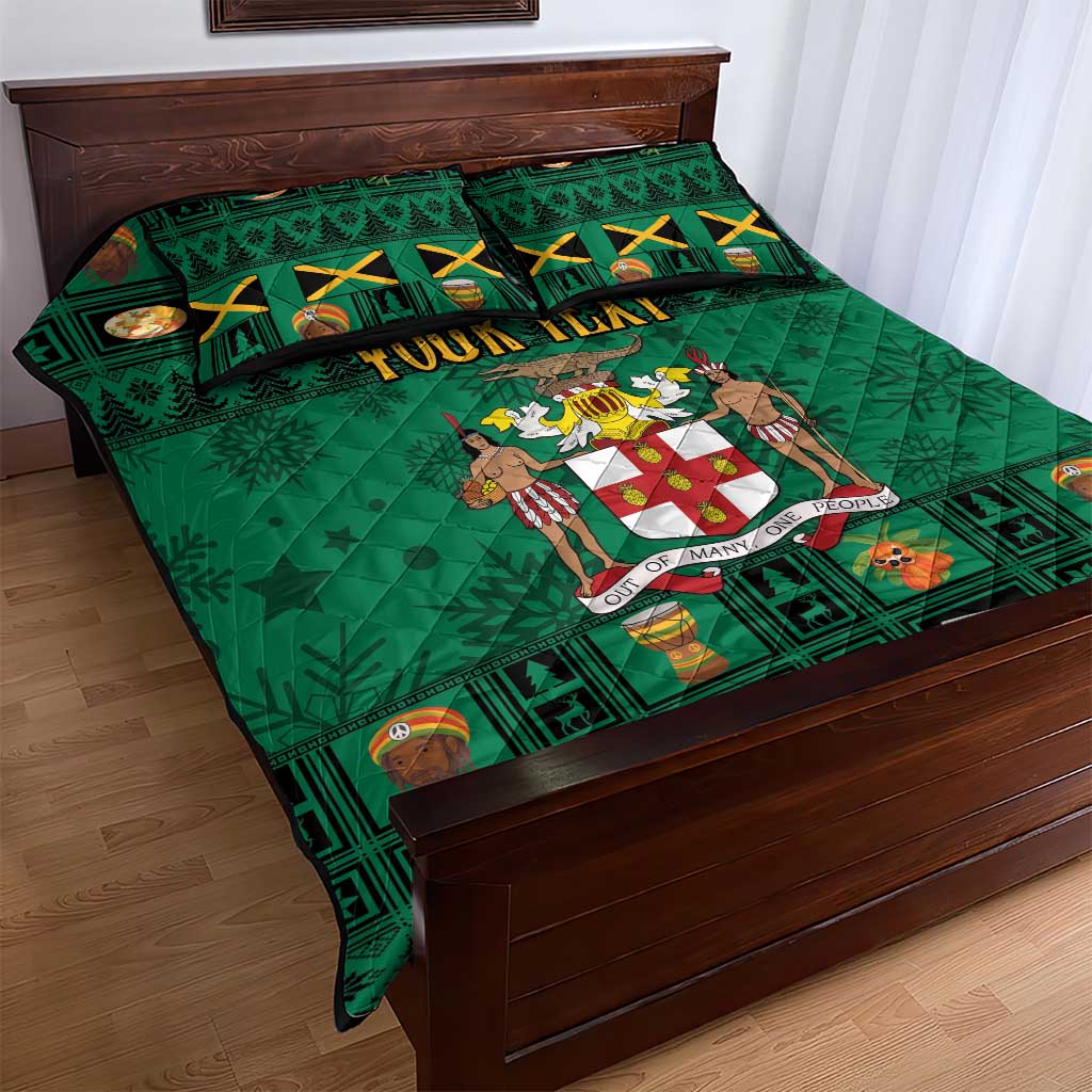 Personalized Afro-Jamaicans Merri Crissmuss Quilt Bed Set Coat Of Arms - Xmas LT18