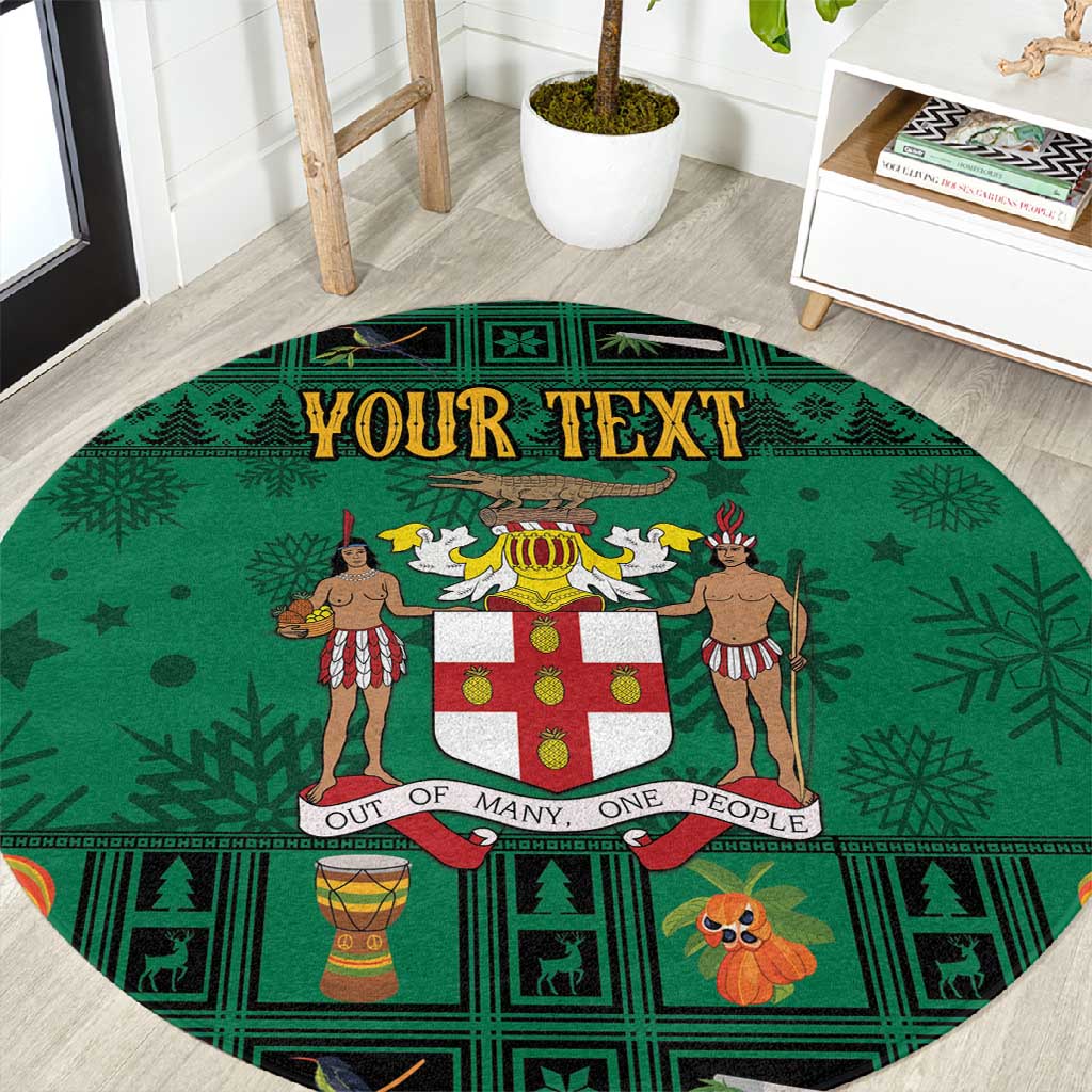 Personalized Afro-Jamaicans Merri Crissmuss Round Carpet Coat Of Arms - Xmas LT18