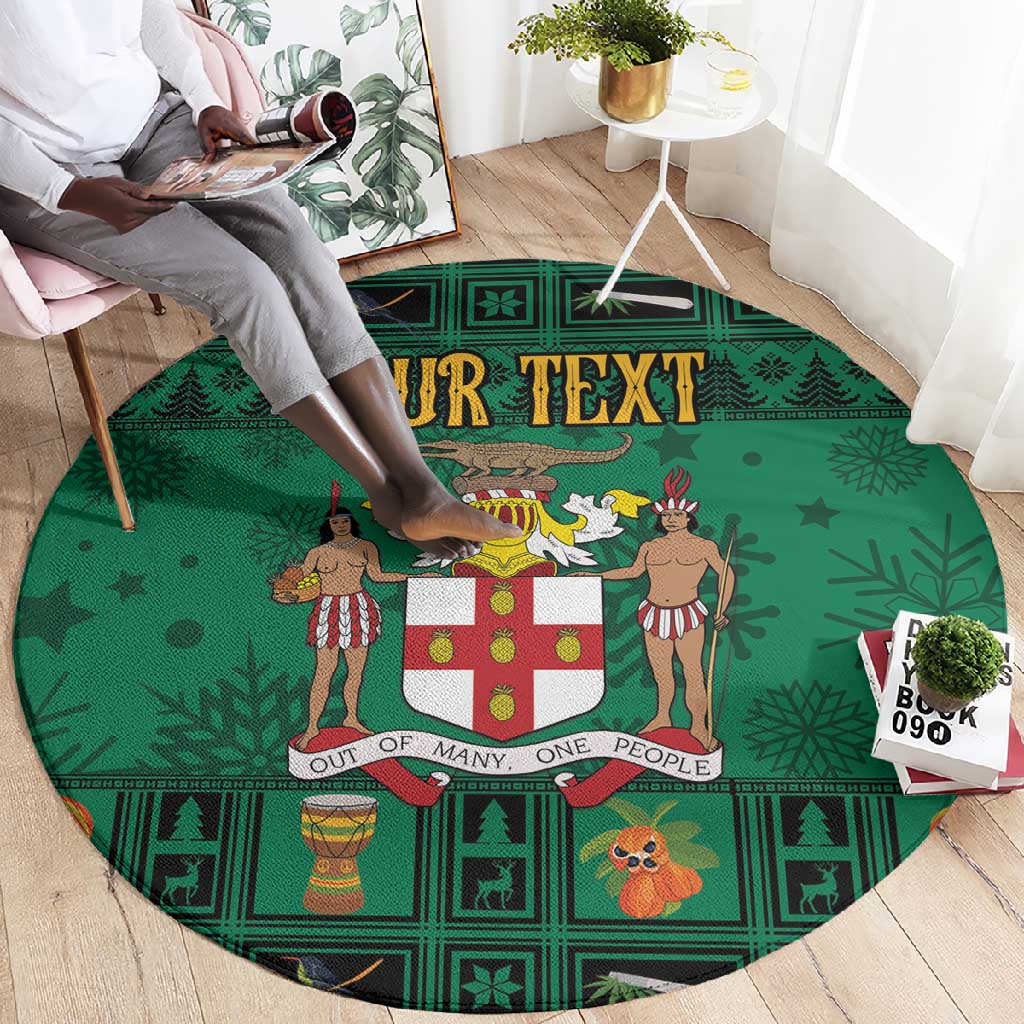 Personalized Afro-Jamaicans Merri Crissmuss Round Carpet Coat Of Arms - Xmas LT18