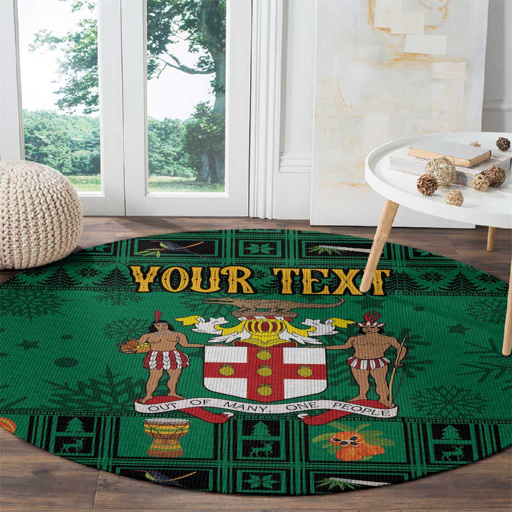 Personalized Afro-Jamaicans Merri Crissmuss Round Carpet Coat Of Arms - Xmas LT18