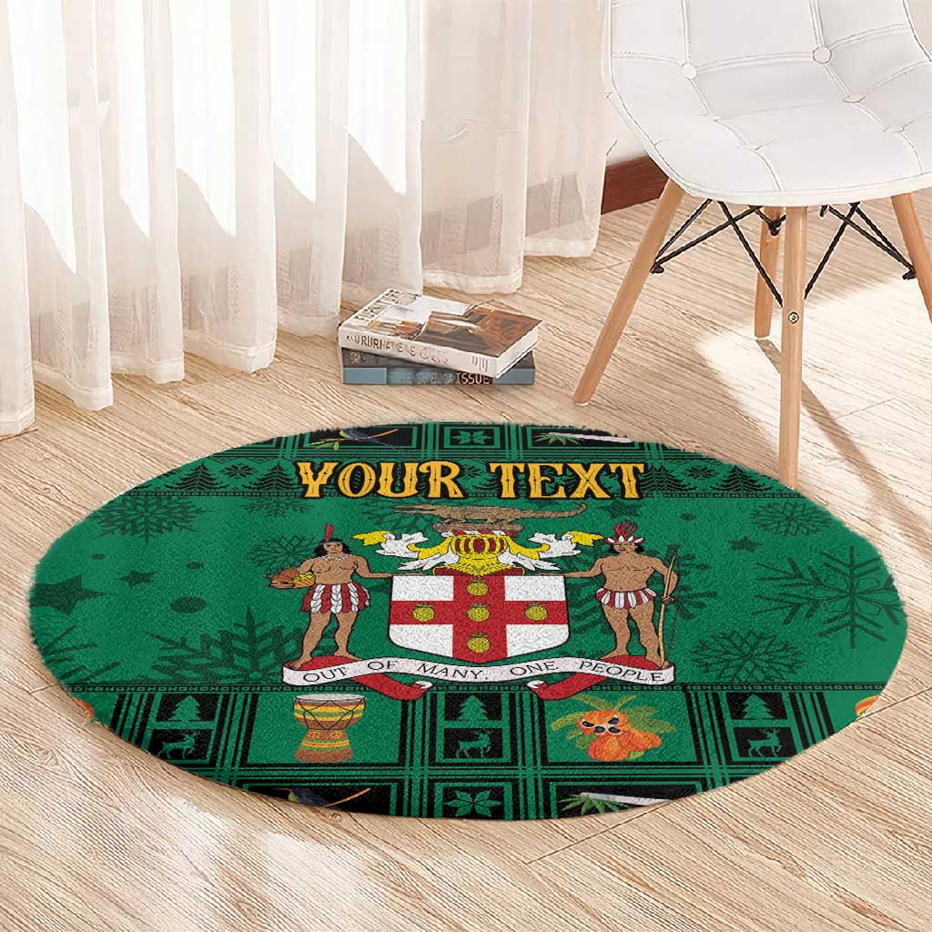 Personalized Afro-Jamaicans Merri Crissmuss Round Carpet Coat Of Arms - Xmas LT18