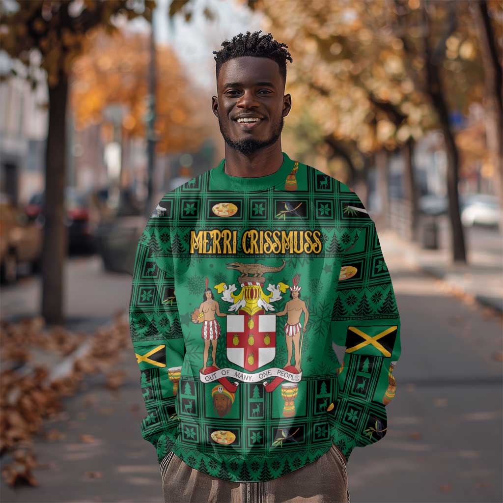 Personalized Afro-Jamaicans Merri Crissmuss Sweatshirt Coat Of Arms - Xmas LT18