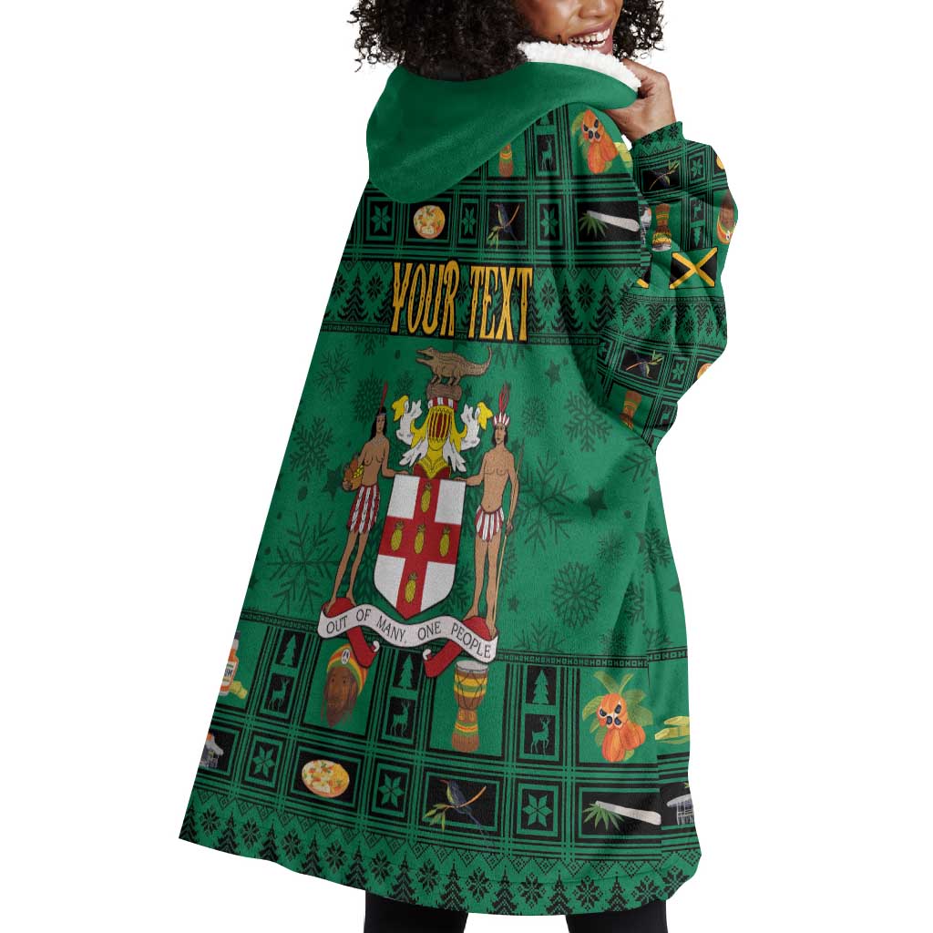 Personalized Afro-Jamaicans Merri Crissmuss Wearable Blanket Hoodie Coat Of Arms - Xmas LT18