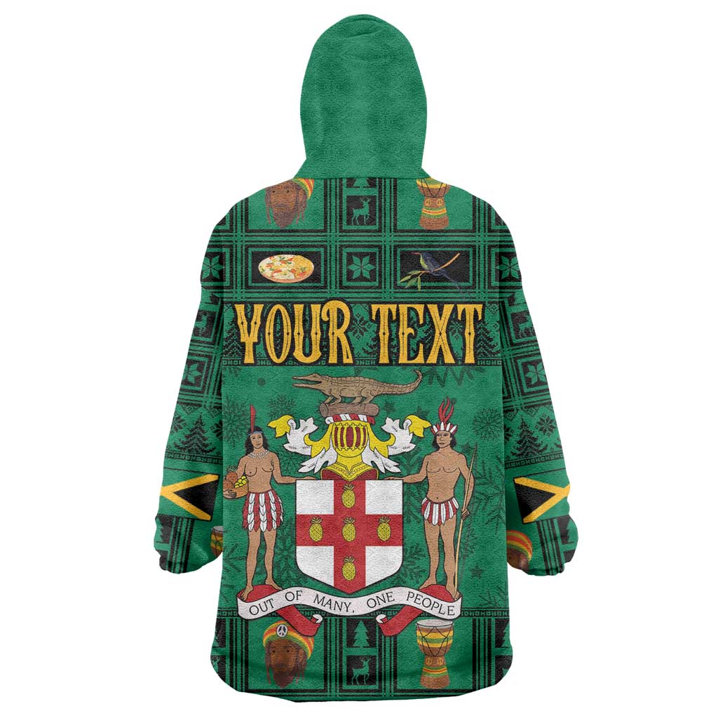 Personalized Afro-Jamaicans Merri Crissmuss Wearable Blanket Hoodie Coat Of Arms - Xmas LT18