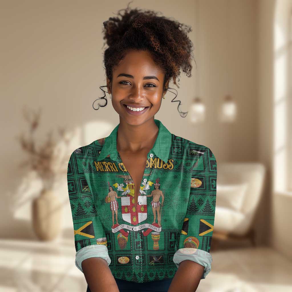 Personalized Afro-Jamaicans Merri Crissmuss Women Casual Shirt Coat Of Arms - Xmas LT18