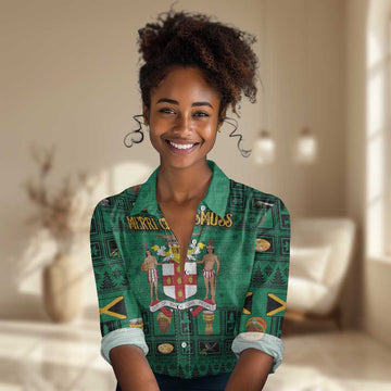 Personalized Afro-Jamaicans Merri Crissmuss Women Casual Shirt Coat Of Arms - Xmas LT18