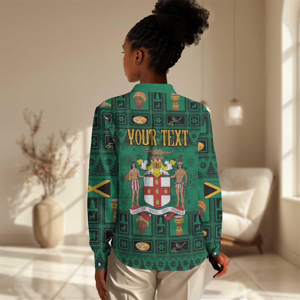 Personalized Afro-Jamaicans Merri Crissmuss Women Casual Shirt Coat Of Arms - Xmas LT18