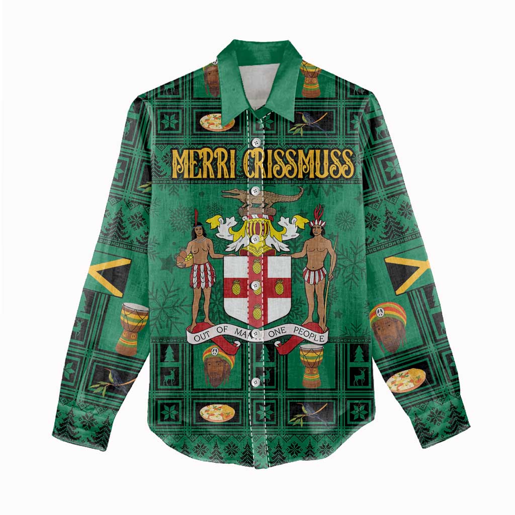 Personalized Afro-Jamaicans Merri Crissmuss Women Casual Shirt Coat Of Arms - Xmas LT18