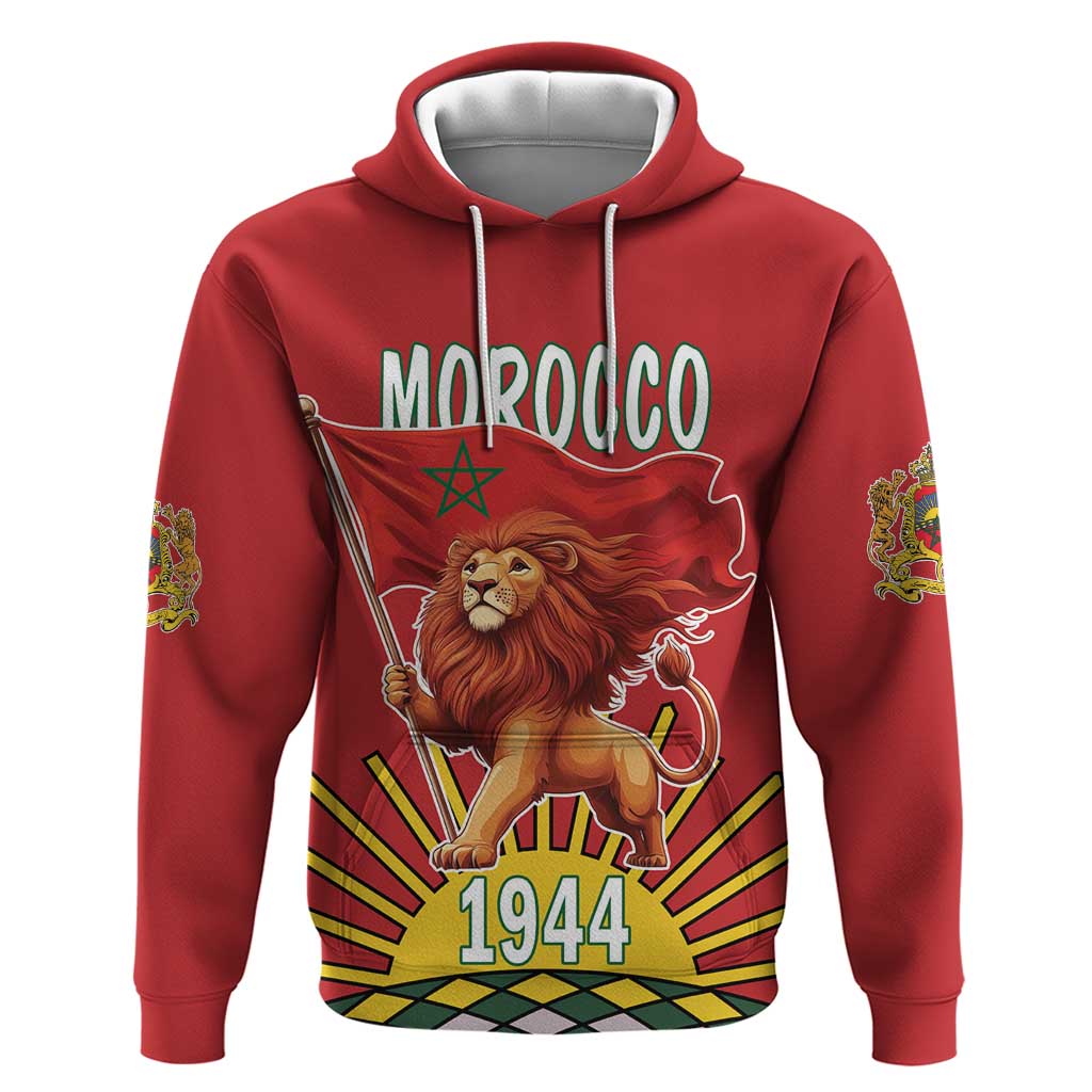 Personalized Morocco Proclamation Day 1944 Hoodie Barbary Lion With Flag LT18