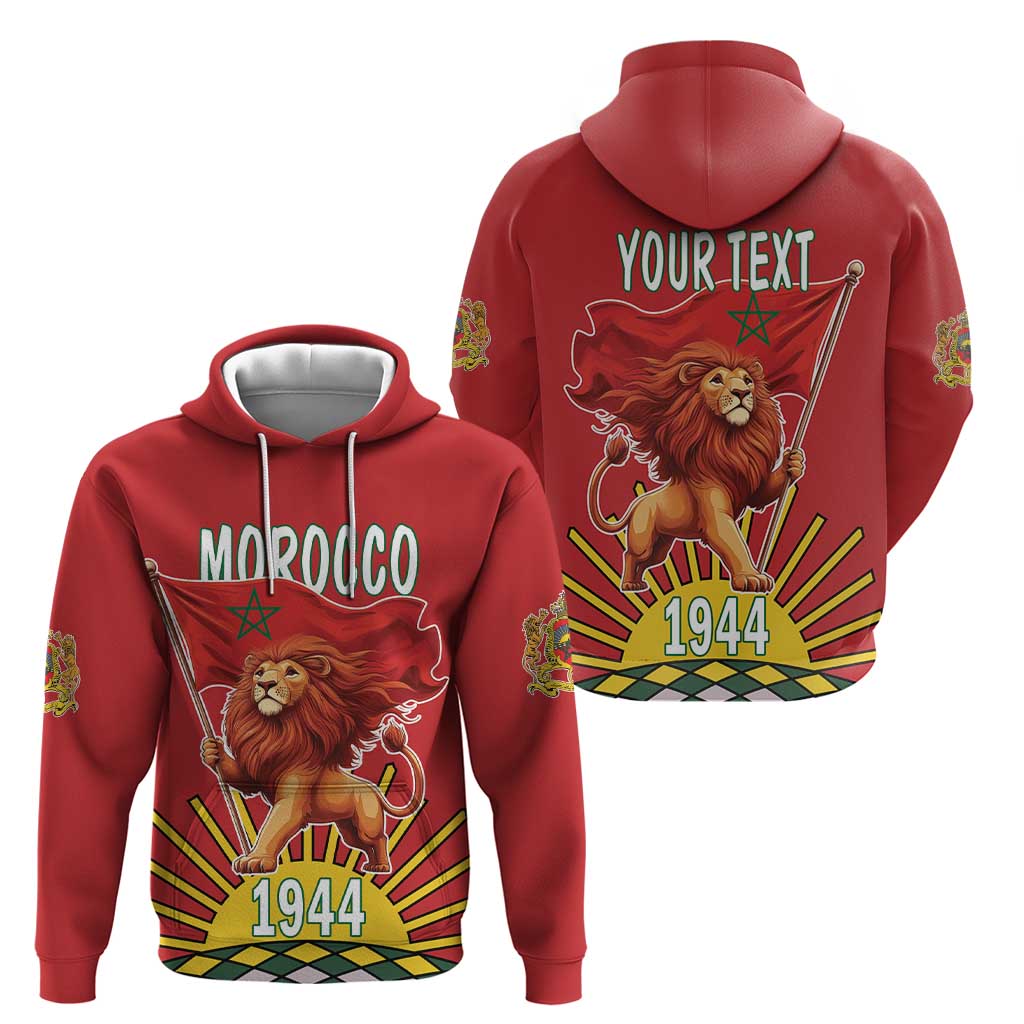 Personalized Morocco Proclamation Day 1944 Hoodie Barbary Lion With Flag LT18