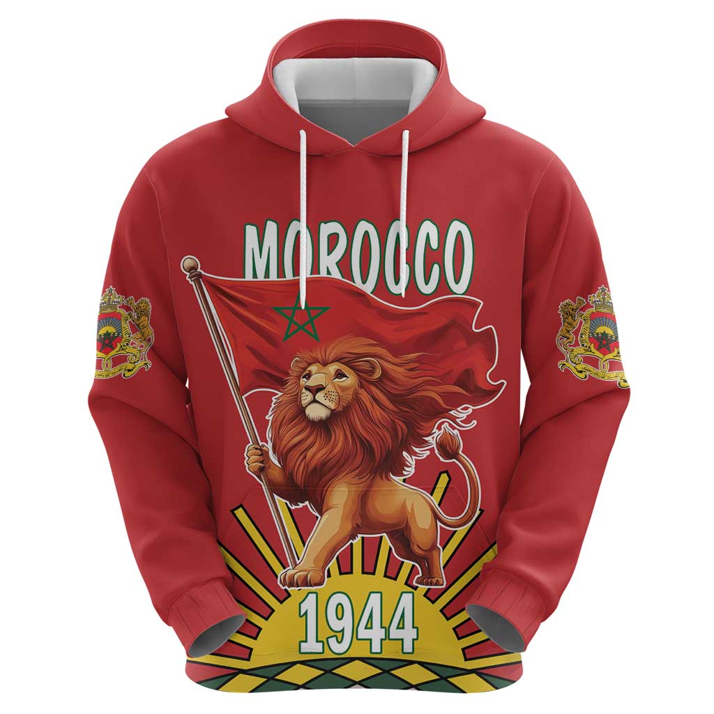 Personalized Morocco Proclamation Day 1944 Hoodie Barbary Lion With Flag LT18