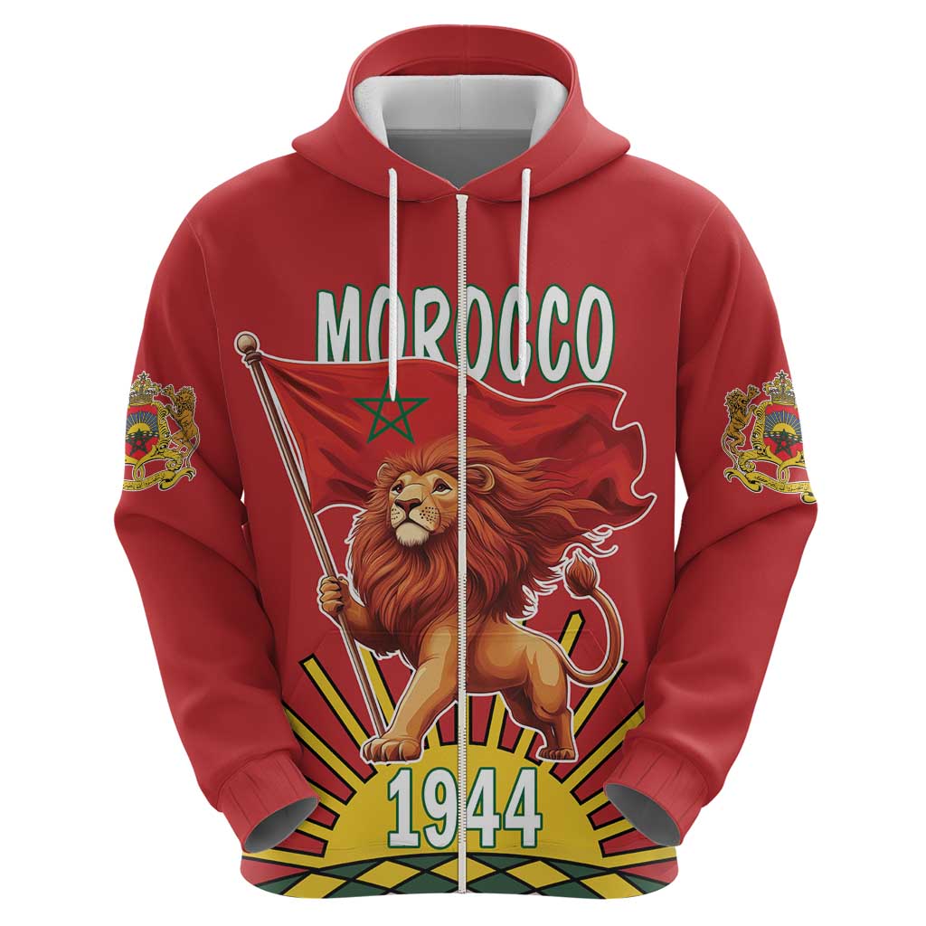 Personalized Morocco Proclamation Day 1944 Hoodie Barbary Lion With Flag LT18