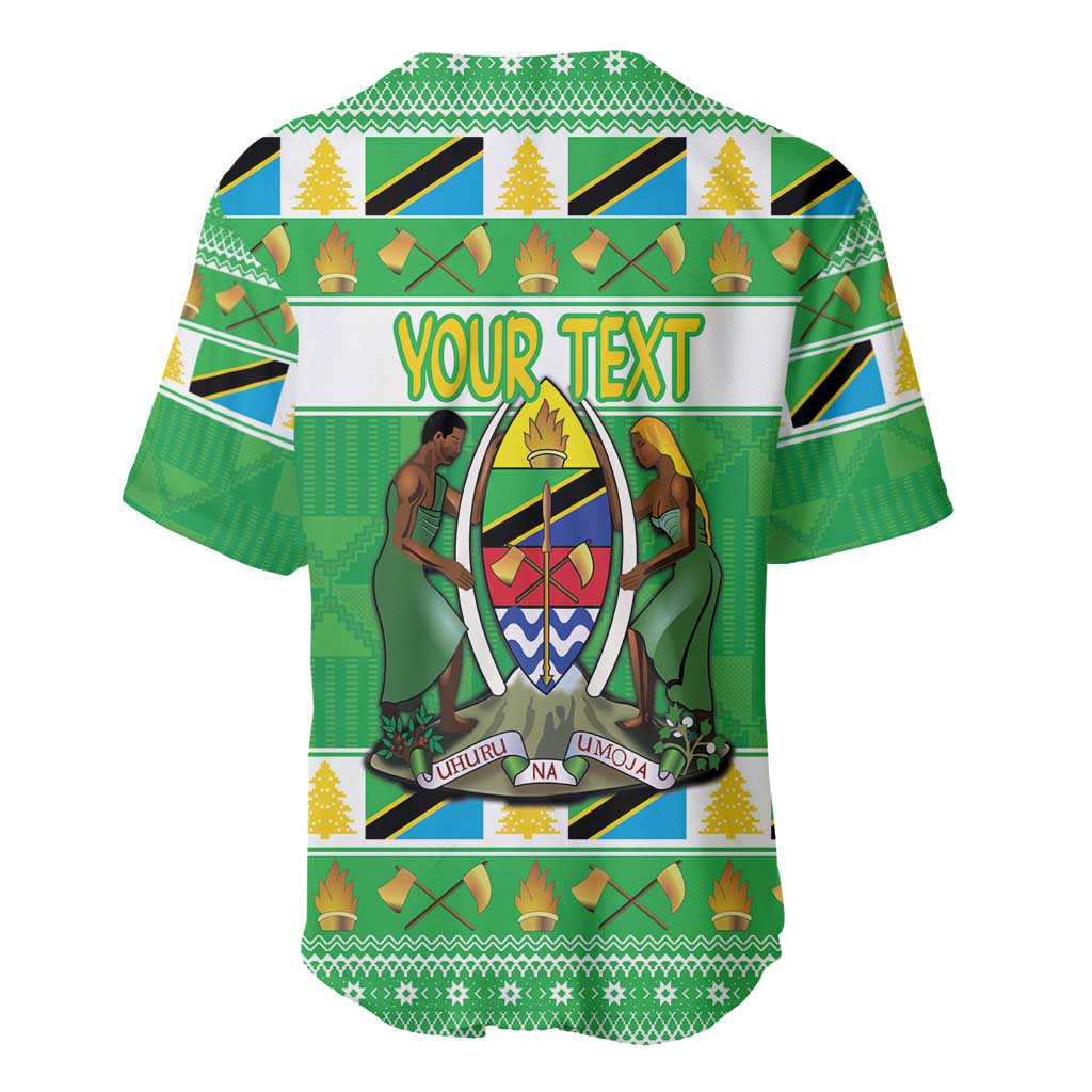 Personalized Afro Tanzania Christmas Baseball Jersey Heri ya Krismasi With Coat Of Arms LT18