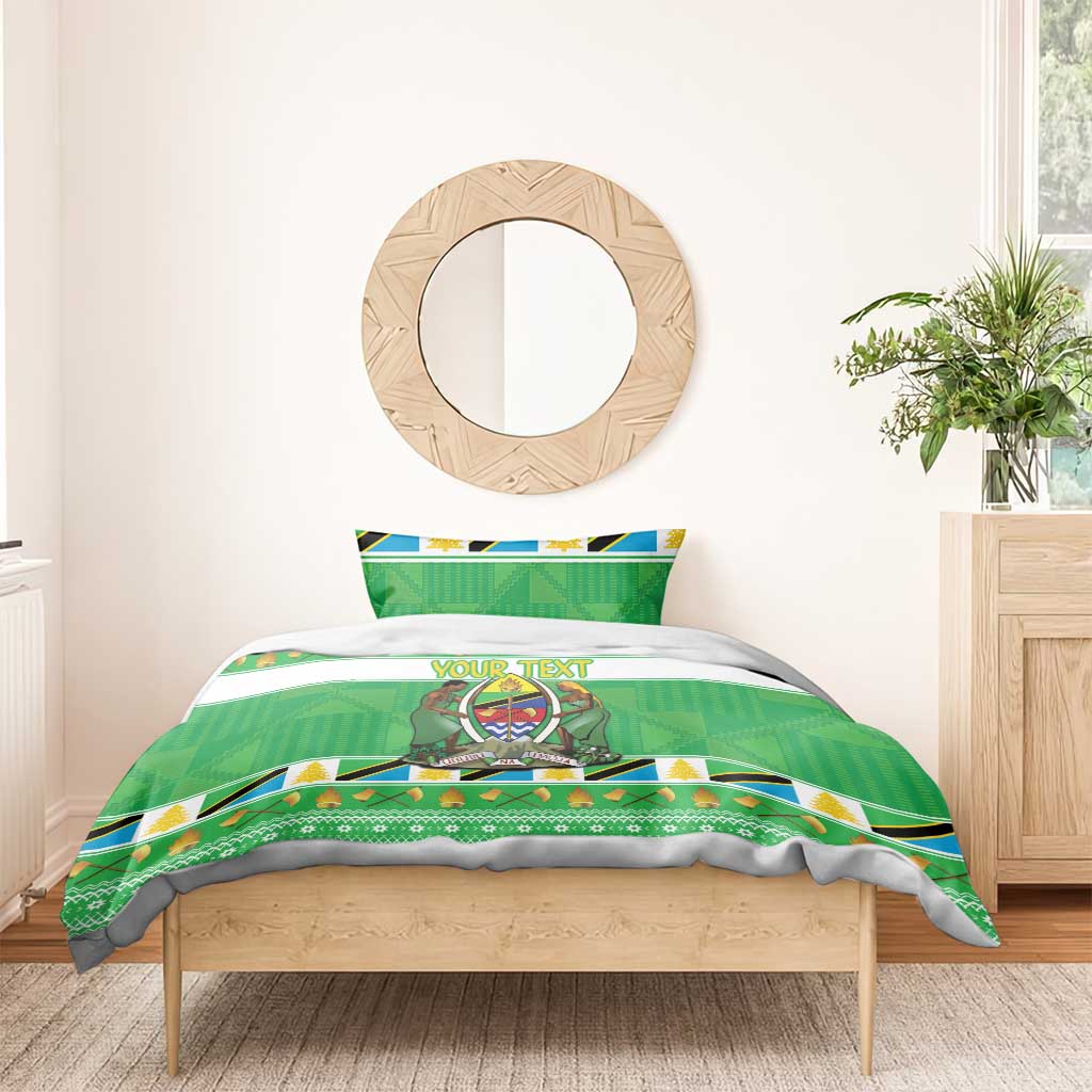 Personalized Afro Tanzania Christmas Bedding Set Heri ya Krismasi With Coat Of Arms LT18