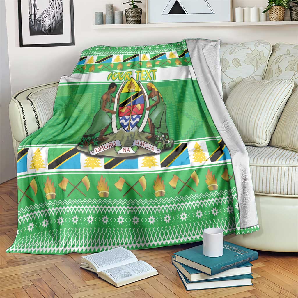 Personalized Afro Tanzania Christmas Blanket Heri ya Krismasi With Coat Of Arms LT18