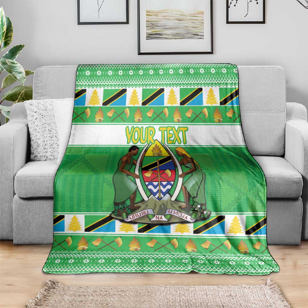 Personalized Afro Tanzania Christmas Blanket Heri ya Krismasi With Coat Of Arms LT18