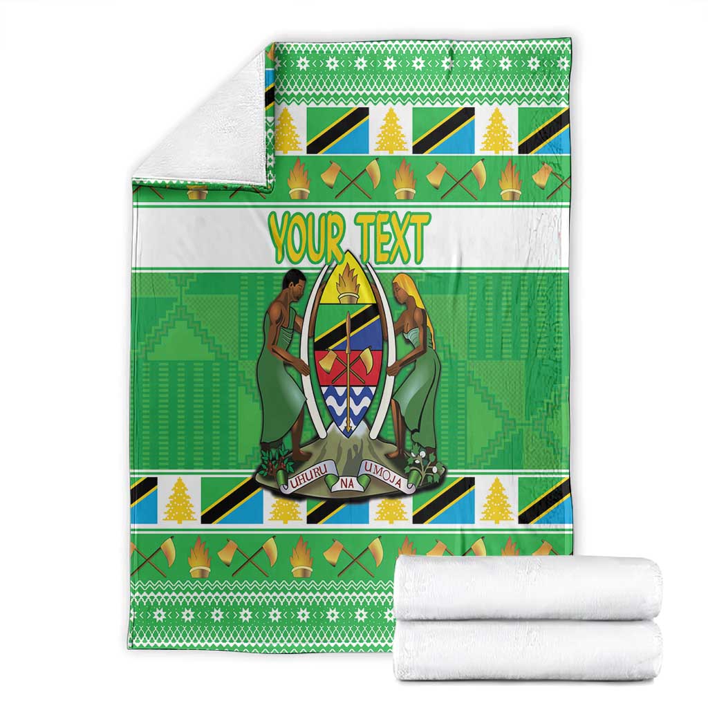 Personalized Afro Tanzania Christmas Blanket Heri ya Krismasi With Coat Of Arms LT18