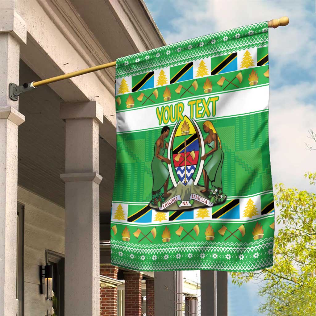 Personalized Afro Tanzania Christmas Garden Flag Heri ya Krismasi With Coat Of Arms LT18