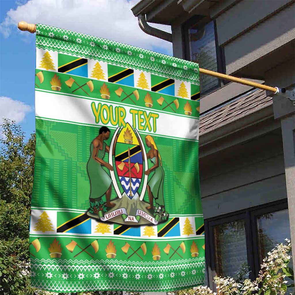 Personalized Afro Tanzania Christmas Garden Flag Heri ya Krismasi With Coat Of Arms LT18
