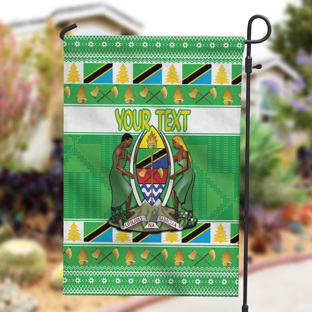 Personalized Afro Tanzania Christmas Garden Flag Heri ya Krismasi With Coat Of Arms LT18