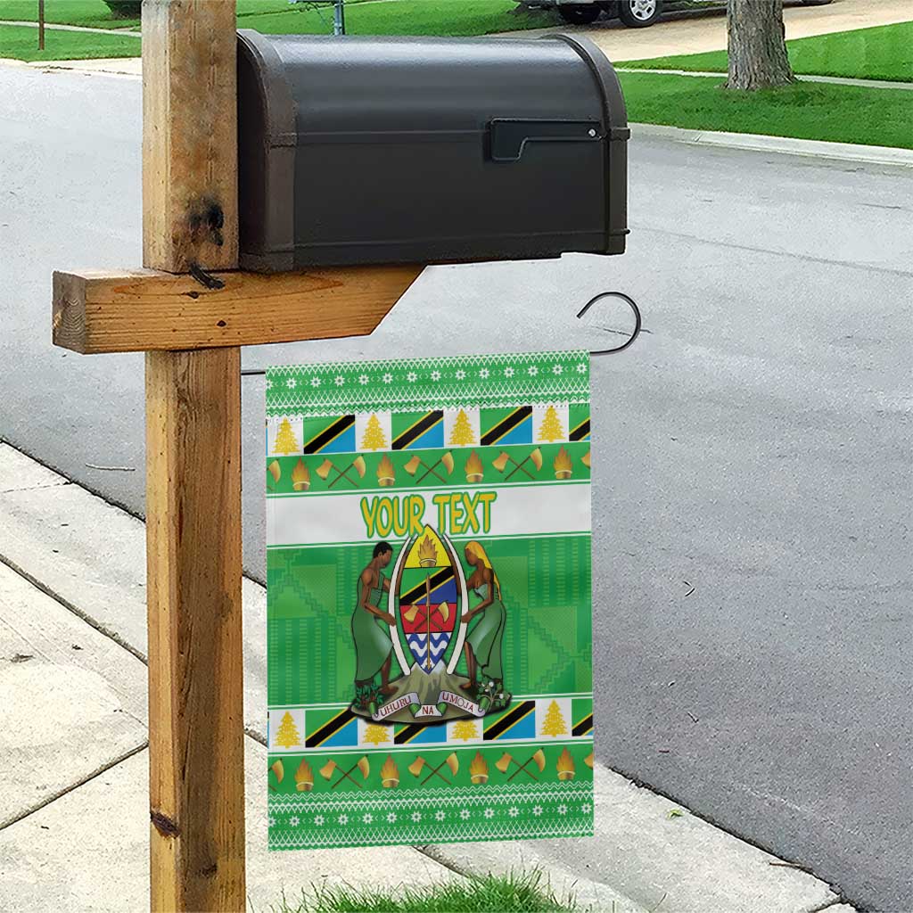 Personalized Afro Tanzania Christmas Garden Flag Heri ya Krismasi With Coat Of Arms LT18