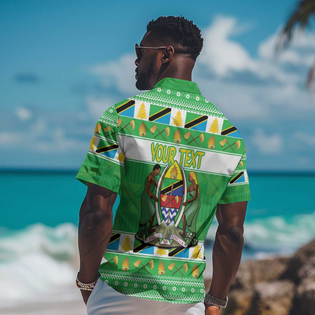 Personalized Afro Tanzania Christmas Hawaiian Shirt Heri ya Krismasi With Coat Of Arms LT18
