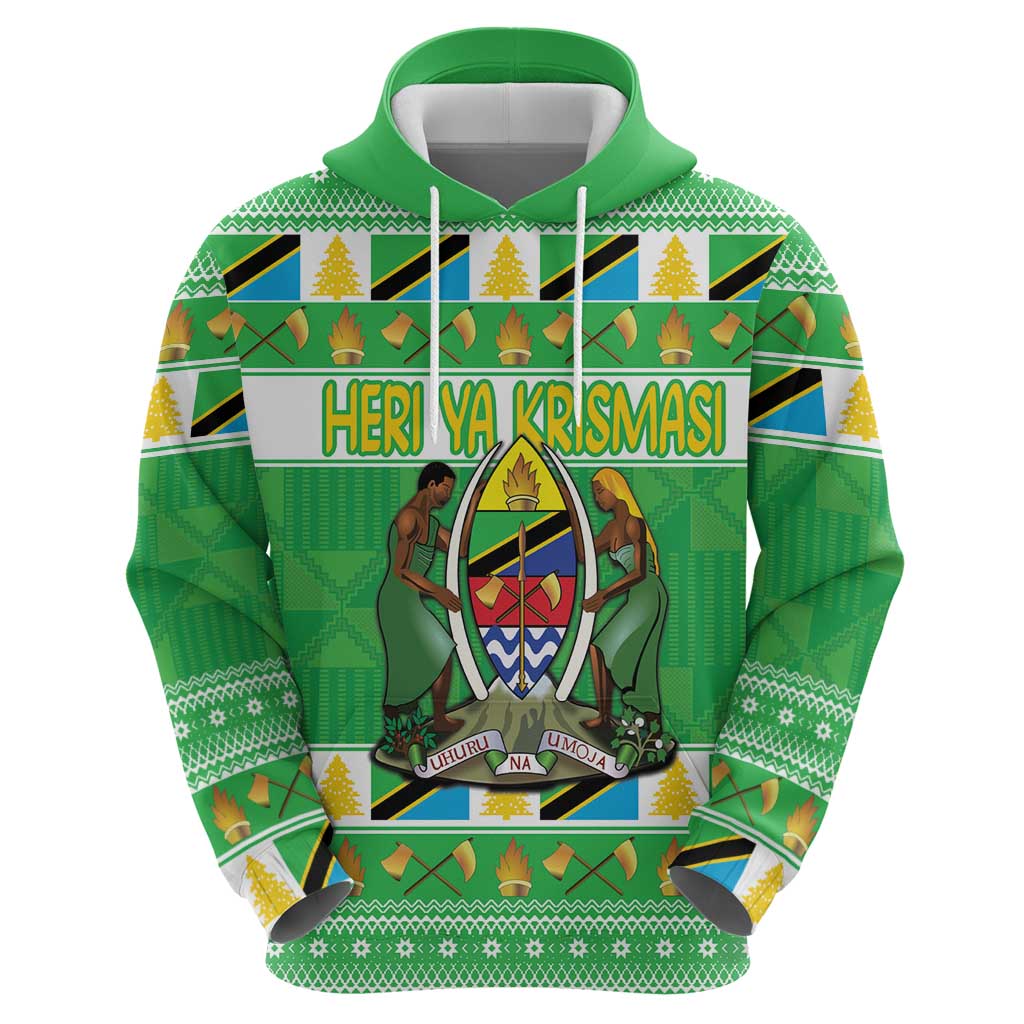 Personalized Tanzania Christmas Hoodie Uhuru na Umoja Heri ya Krismasi LT18