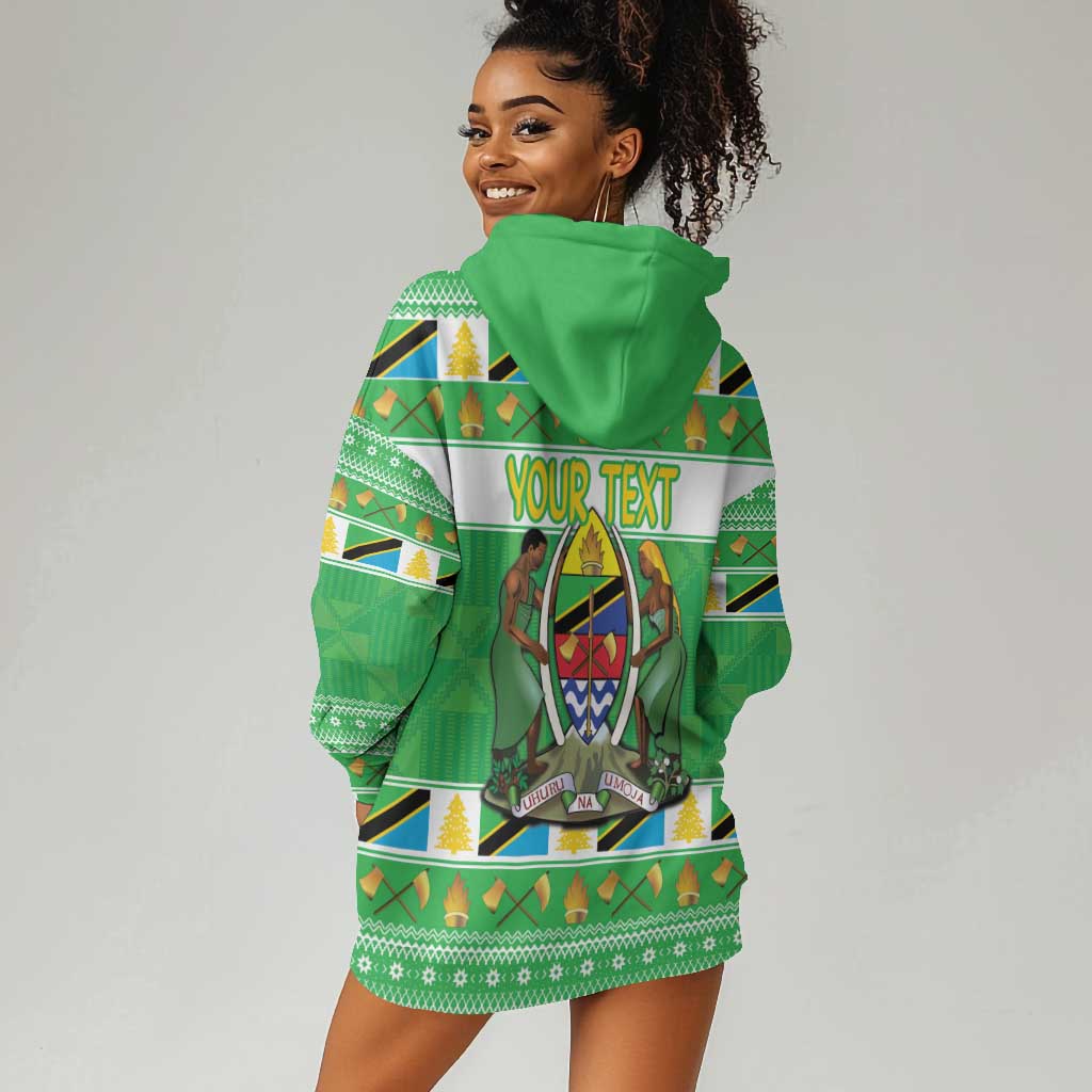 Personalized Afro Tanzania Christmas Hoodie Dress Heri ya Krismasi With Coat Of Arms LT18