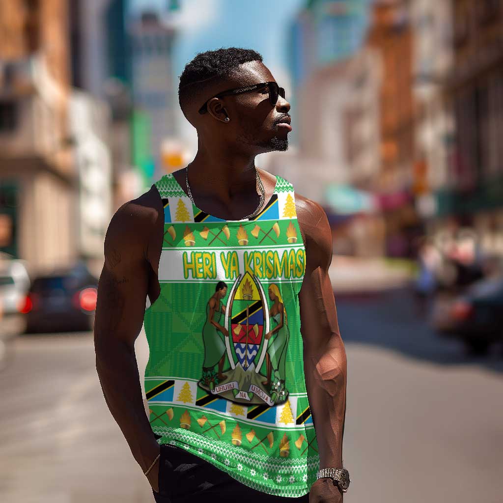 Personalized Afro Tanzania Christmas Men Tank Top Heri ya Krismasi With Coat Of Arms LT18
