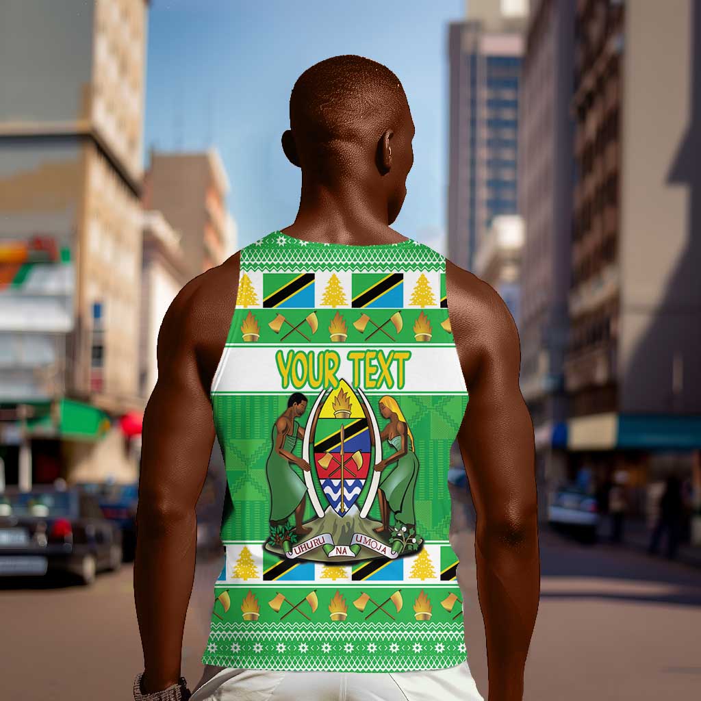 Personalized Afro Tanzania Christmas Men Tank Top Heri ya Krismasi With Coat Of Arms LT18