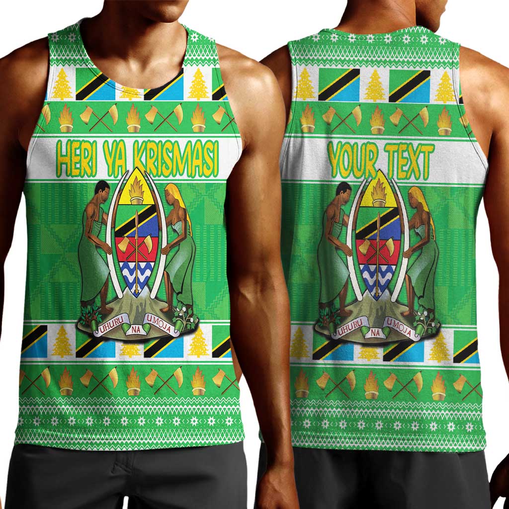 Personalized Afro Tanzania Christmas Men Tank Top Heri ya Krismasi With Coat Of Arms LT18