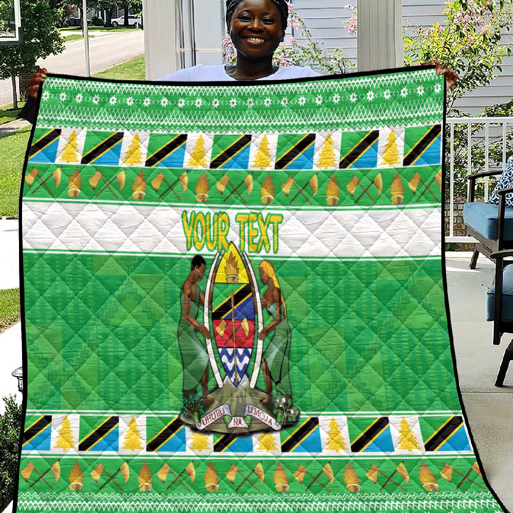 Personalized Afro Tanzania Christmas Quilt Heri ya Krismasi With Coat Of Arms LT18