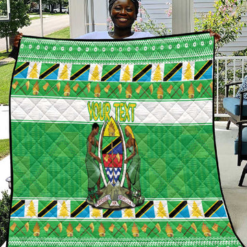 Personalized Afro Tanzania Christmas Quilt Heri ya Krismasi With Coat Of Arms LT18