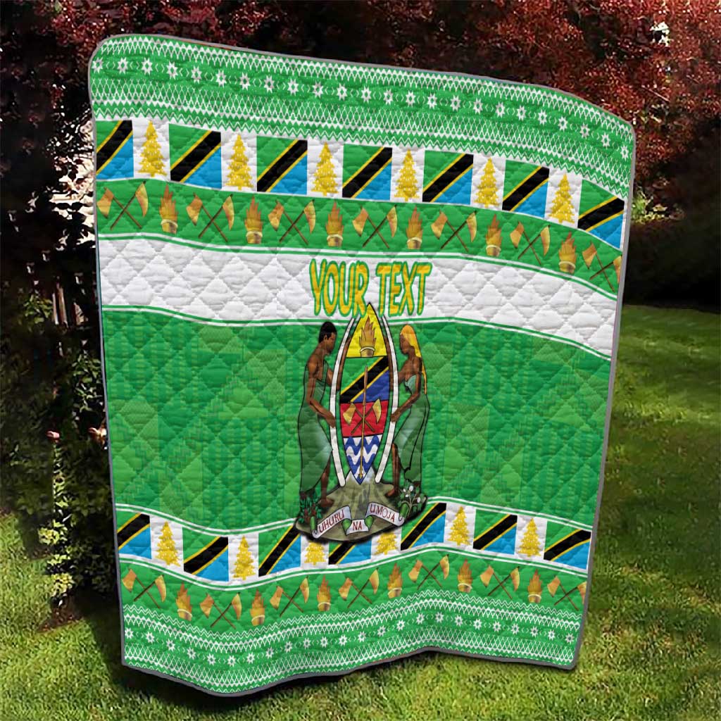 Personalized Afro Tanzania Christmas Quilt Heri ya Krismasi With Coat Of Arms LT18