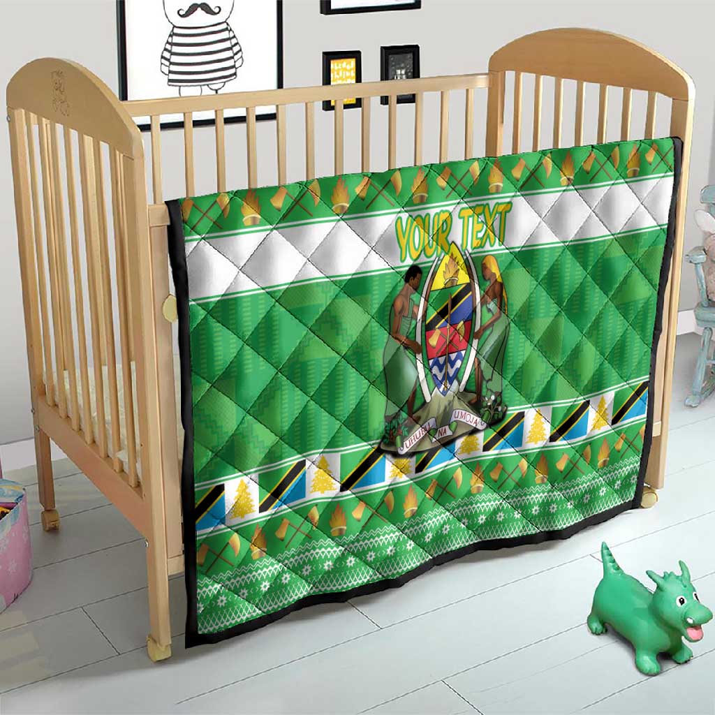 Personalized Afro Tanzania Christmas Quilt Heri ya Krismasi With Coat Of Arms LT18