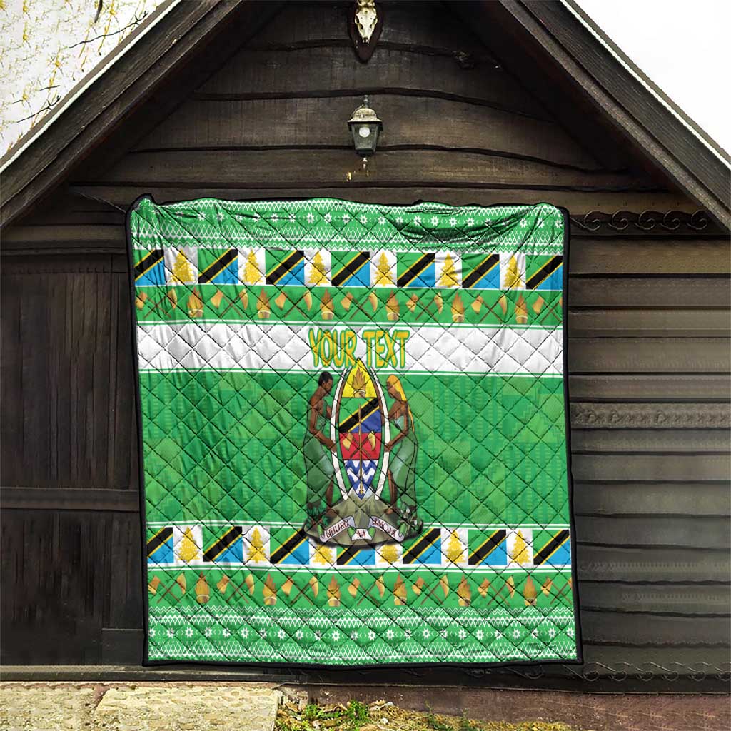 Personalized Afro Tanzania Christmas Quilt Heri ya Krismasi With Coat Of Arms LT18
